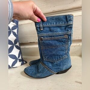 Womens Denim Mid-Calf Boots - Blue